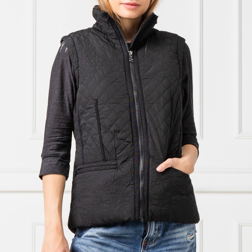 Desigual 40 Nwt Us 6 Padded Nivi Jacket Black Quilted Removable Sleeves Collar